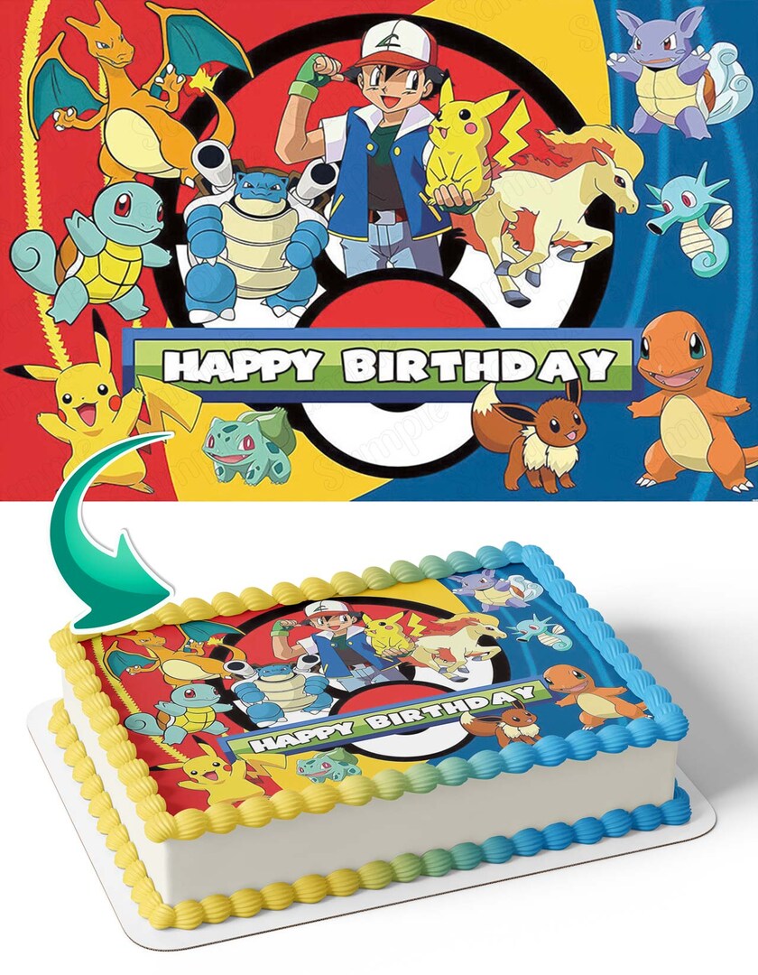 edible pokemon cards Japan's Card Challenge | Can't Resist Japan's Candy Aisle! Happy Birthday or Happy 6th Birthday Aaron and etc.) If you DO NOT want a personalized message just put in the notes NO MESSAGE WANTED Pokemon Cards Edible Image Cake